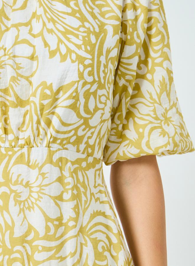 ستايلي فستان ميدي نسائي بنقشة زهور وأكمام منفوخة - Image 2